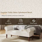 Coral Traditional Teddy Upholstered Bench with Rolled Arms
