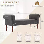 Coral Traditional Teddy Upholstered Bench with Rolled Arms