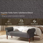 Coral Traditional Teddy Upholstered Bench with Rolled Arms