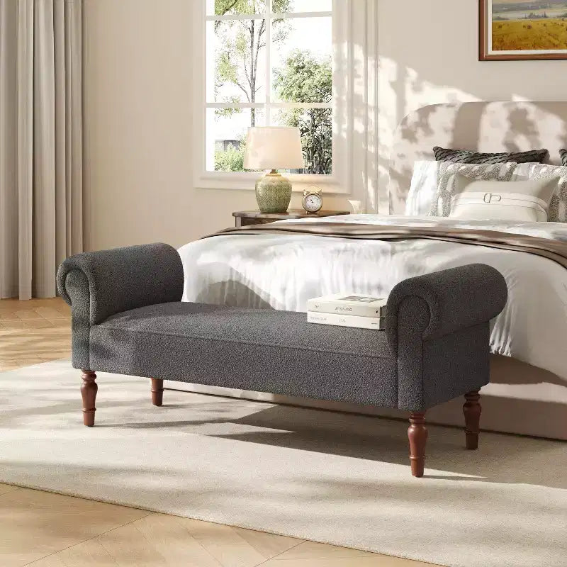 Christopher Knight Home Coral Traditional Teddy Upholstered Bench with Rolled Arms