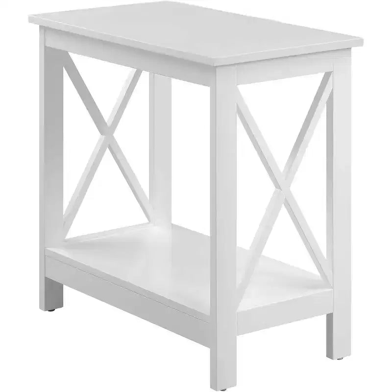 Table d'appoint Belmont avec étagère, petite table de rangement à deux niveaux, conception de transition en MDF