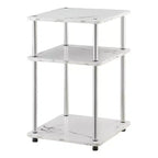 HomeStock Belmont Three Tier End Table with Stainless Steel Legs, Open Particleboard Shelves and Sleek Contemporary Modern Design
