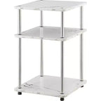 Table d'appoint à trois niveaux Belmont avec pieds en acier inoxydable, étagères ouvertes en aggloméré, design contemporain moderne et élégant