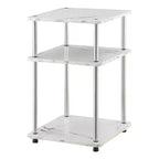 Table d'appoint à trois niveaux Belmont avec pieds en acier inoxydable, étagères ouvertes en aggloméré, design contemporain moderne et élégant