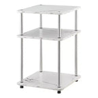 Table d'appoint à trois niveaux Belmont avec pieds en acier inoxydable, étagères ouvertes en aggloméré, design contemporain moderne et élégant