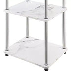 Table d'appoint à trois niveaux Belmont avec pieds en acier inoxydable, étagères ouvertes en aggloméré, design contemporain moderne et élégant