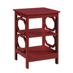 HomeStock Belmont End Table with Geometric Octagon Panels, Three Tier Shelves for Dcor and Essentials, MDF Accent Table for Modern Homes