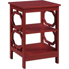 Table d'appoint Belmont avec panneaux octogonaux géométriques, trois étagères, table d'appoint en MDF pour maisons modernes