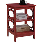 Table d'appoint Belmont avec panneaux octogonaux géométriques, trois étagères, table d'appoint en MDF pour maisons modernes
