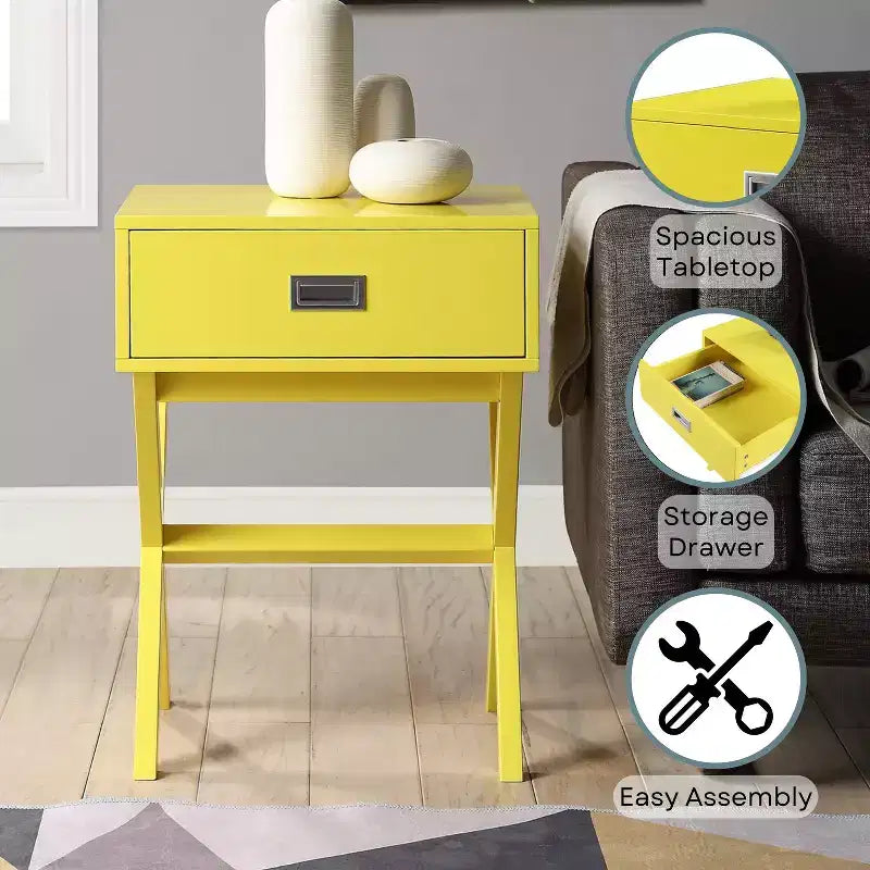 Table d'appoint Belmont avec tiroir spacieux et surface large, table d'appoint contemporaine pour lampes et accessoires décoratifs