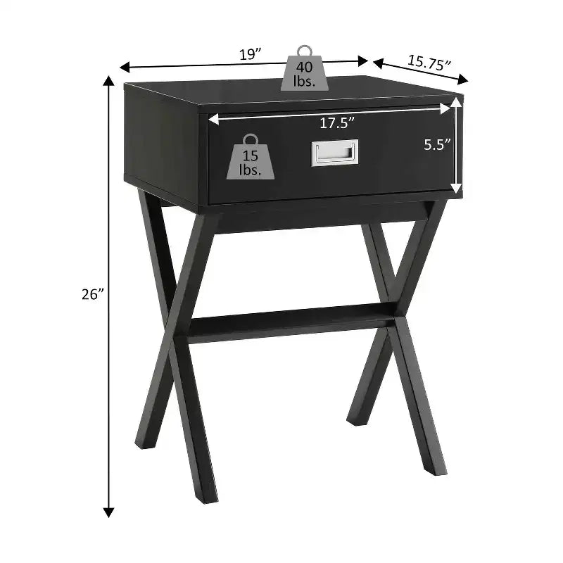 Table d'appoint Belmont avec tiroir spacieux et surface large, table d'appoint contemporaine pour lampes et accessoires décoratifs