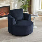 Fauteuil d'appoint pivotant Gilmanton moderne en fausse fourrure avec base en bois