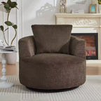 Fauteuil d'appoint pivotant Gilmanton moderne en fausse fourrure avec base en bois