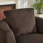 Fauteuil d'appoint pivotant Gilmanton moderne en fausse fourrure avec base en bois