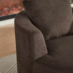 Fauteuil d'appoint pivotant Gilmanton moderne en fausse fourrure avec base en bois