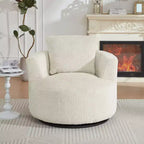 Fauteuil d'appoint pivotant Gilmanton moderne en fausse fourrure avec base en bois