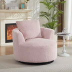 Fauteuil d'appoint pivotant Gilmanton moderne en fausse fourrure avec base en bois