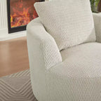 Fauteuil d'appoint pivotant Gilmanton moderne en fausse fourrure avec base en bois