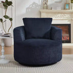 Fauteuil d'appoint pivotant Gilmanton moderne en fausse fourrure avec base en bois
