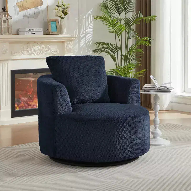 Gilmanton Modern Faux Fur Upholstered Swivel Accent Chair with Wooden Base