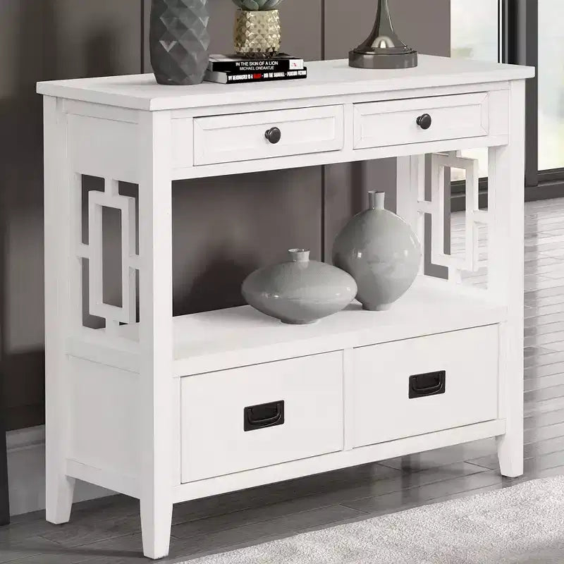 Okak Meuble d'appoint 36 po, Buffet avec 4 tiroirs et 1 étagère ouverte, Armoire de rangement pour salon, salle à manger, cuisine