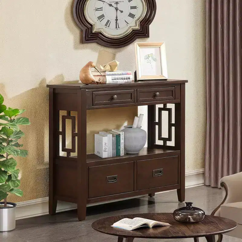 Okak Meuble d'appoint 36 po, Buffet avec 4 tiroirs et 1 étagère ouverte, Armoire de rangement pour salon, salle à manger, cuisine