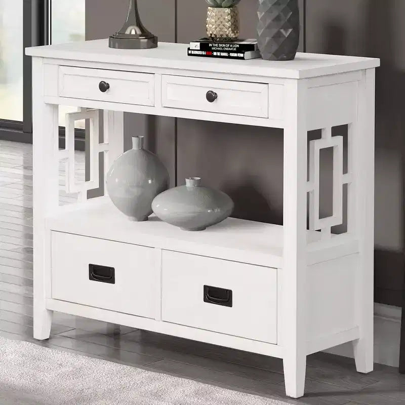 Okak Meuble d'appoint 36 po, Buffet avec 4 tiroirs et 1 étagère ouverte, Armoire de rangement pour salon, salle à manger, cuisine