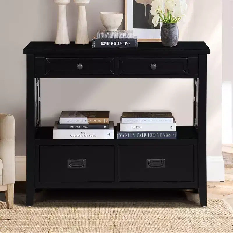Okak Meuble d'appoint 36 po, Buffet avec 4 tiroirs et 1 étagère ouverte, Armoire de rangement pour salon, salle à manger, cuisine
