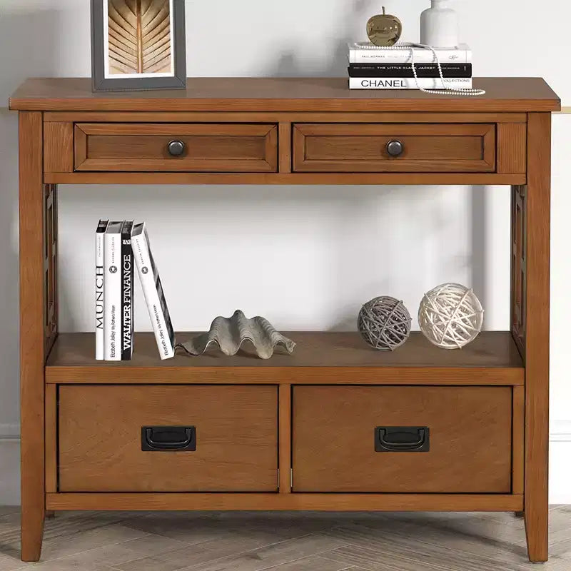 Okak Meuble d'appoint 36 po, Buffet avec 4 tiroirs et 1 étagère ouverte, Armoire de rangement pour salon, salle à manger, cuisine