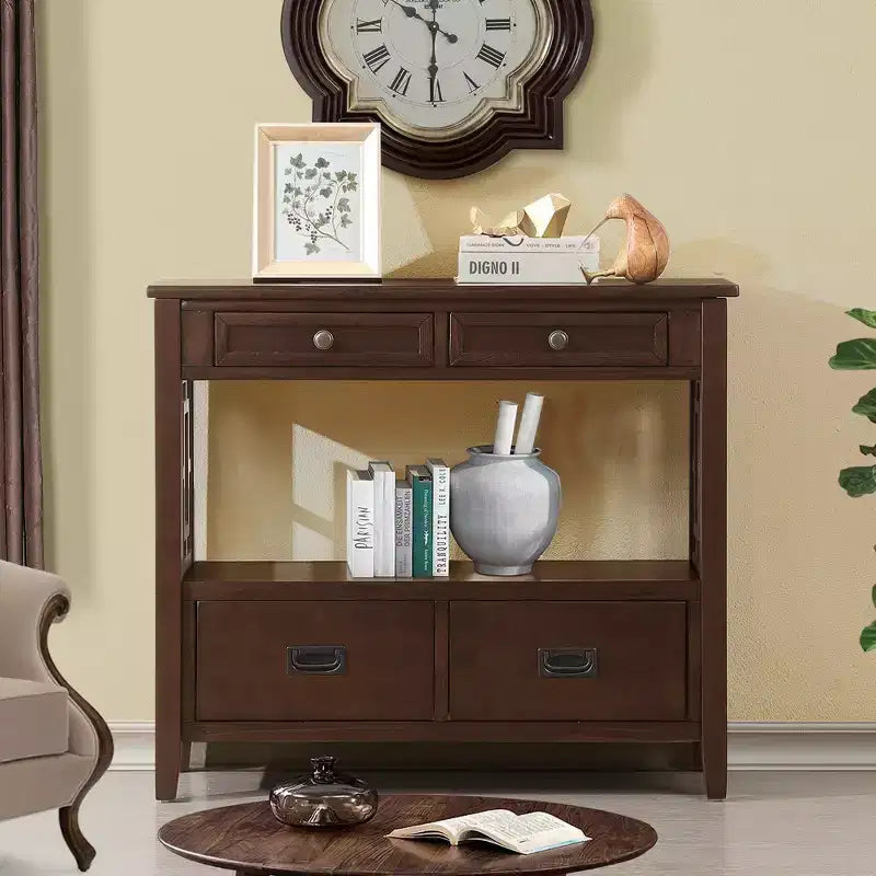 Okak Meuble d'appoint 36 po, Buffet avec 4 tiroirs et 1 étagère ouverte, Armoire de rangement pour salon, salle à manger, cuisine