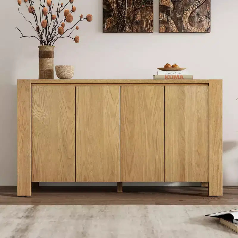 Meuble buffet rétro Okak, armoire d'appoint avec 4 portes et 4 étagères, meuble de rangement pour salon, entrée, couloir, bureau