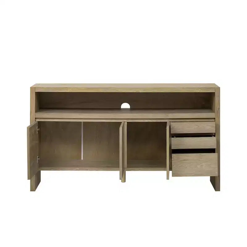 Meuble de rangement Okak de 60 pouces, buffet avec 3 portes et 3 tiroirs, meuble de rangement pour salon, salle à manger, cuisine
