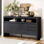Meuble de rangement Okak de 60 pouces, buffet avec 3 portes et 3 tiroirs, meuble de rangement pour salon, salle à manger, cuisine