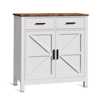 Meuble de buffet Okak Farmhouse, buffet avec 2 portes et 2 tiroirs, meuble de rangement pour salon, salle à manger, cuisine