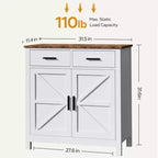 Meuble de buffet Okak Farmhouse, buffet avec 2 portes et 2 tiroirs, meuble de rangement pour salon, salle à manger, cuisine