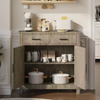 Meuble de buffet Okak Farmhouse, buffet avec 2 portes et 2 tiroirs, meuble de rangement pour salon, salle à manger, cuisine