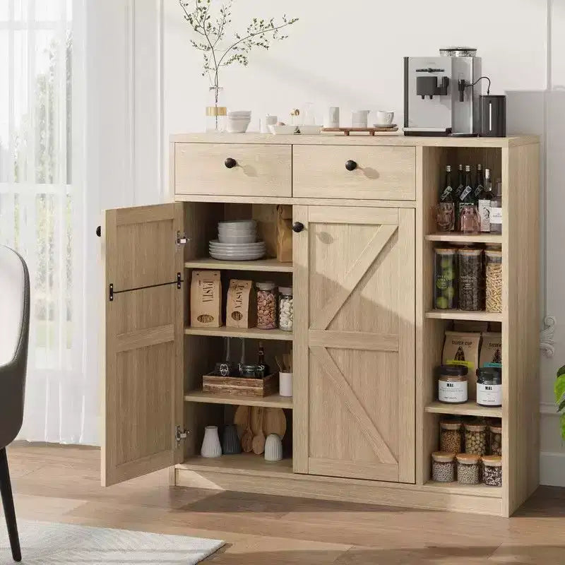 Coolmee Meuble à chaussures avec portes et tiroirs, rangement à chaussures de 106,7 cm de haut avec 3 étagères réglables et base stable, étagère à chaussures 4 niveaux