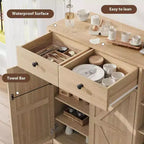 Coolmee Meuble à chaussures avec portes et tiroirs, rangement à chaussures de 106,7 cm de haut avec 3 étagères réglables et base stable, étagère à chaussures 4 niveaux