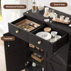 Coolmee Meuble à chaussures avec portes et tiroirs, rangement à chaussures de 106,7 cm de haut avec 3 étagères réglables et base stable, étagère à chaussures 4 niveaux