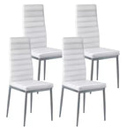 VEVOR Modern Dining Room Accent Chairs Set of 4,Upholstered Leather Side Chair for Dining Tables,Table Chair with Thick Cushions and Metal Legs,White