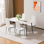 VEVOR Lot de 4 chaises d'appoint modernes pour salle à manger, chaise latérale rembourrée en cuir pour tables à manger, chaise de table avec coussins épais et pieds en métal, blanc