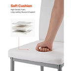 VEVOR Lot de 4 chaises d'appoint modernes pour salle à manger, chaise latérale rembourrée en cuir pour tables à manger, chaise de table avec coussins épais et pieds en métal, blanc