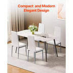 VEVOR Lot de 4 chaises d'appoint modernes pour salle à manger, chaise latérale rembourrée en cuir pour tables à manger, chaise de table avec coussins épais et pieds en métal, blanc