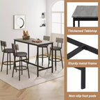 Ensemble de salle à manger Zevemomo pour 4, ensemble de table de bar 5 pièces, table haute de hauteur de comptoir avec 4 tabourets rembourrés en PU, pour petit espace, gris