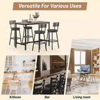Ensemble de salle à manger Zevemomo pour 4, ensemble de table de bar 5 pièces, table haute de hauteur de comptoir avec 4 tabourets rembourrés en PU, pour petit espace, gris