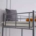 Lit mezzanine complet Karl Home avec escalier, lit superposé individuel en métal avec barrières de sécurité et 2 échelles latérales, pas besoin de sommier tapissier