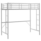 Lit mezzanine complet Karl Home avec escalier, lit superposé individuel en métal avec barrières de sécurité et 2 échelles latérales, pas besoin de sommier tapissier