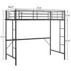 Lit mezzanine complet Karl Home avec escalier, lit superposé individuel en métal avec barrières de sécurité et 2 échelles latérales, pas besoin de sommier tapissier