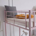 Lit mezzanine complet Karl Home avec escalier, lit superposé individuel en métal avec barrières de sécurité et 2 échelles latérales, pas besoin de sommier tapissier