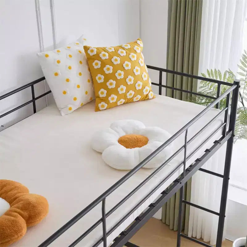 Lit mezzanine complet Karl Home avec escalier, lit superposé individuel en métal avec barrières de sécurité et 2 échelles latérales, pas besoin de sommier tapissier